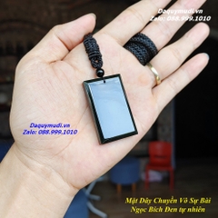 MẶT DÂY CHUYỀN NAM HÌNH CHỮ NHẬT NGỌC BÍCH ĐEN - HÀNG ĐẸP
