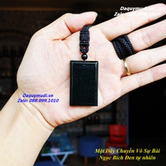 MẶT DÂY CHUYỀN NAM HÌNH CHỮ NHẬT NGỌC BÍCH ĐEN - HÀNG ĐẸP