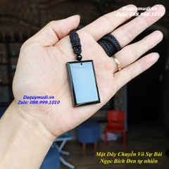 MẶT DÂY CHUYỀN NAM HÌNH CHỮ NHẬT NGỌC BÍCH ĐEN - HÀNG ĐẸP