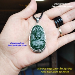 MẶT DÂY CHUYỀN QUAN ÂM BỒ TÁT NGỌC BÍCH BỌC BẠC