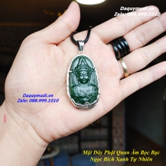 MẶT DÂY CHUYỀN QUAN ÂM BỒ TÁT NGỌC BÍCH BỌC BẠC