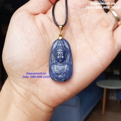 MẶT DÂY CHUYỀN PHẬT QUAN ÂM ĐÁ SAPHIA XANH TỰ NHIÊN