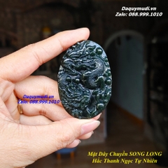 MẶT DÂY CHUYỀN SONG LONG NGỌC BÍCH XANH SAPHIA TỰ NHIÊN