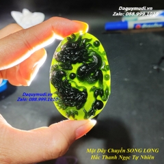 MẶT DÂY CHUYỀN SONG LONG NGỌC BÍCH XANH SAPHIA TỰ NHIÊN