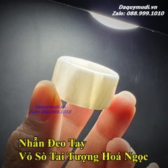 NHẪN ĐEO TAY VỎ SÒ TAI TƯỢNG HOÁ NGỌC TỰ NHIÊN