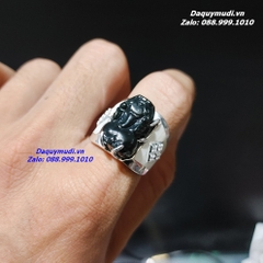 NHẪN BẠC TỲ HƯU NGỌC BÍCH ĐEN TỰ NHIÊN