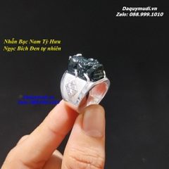 NHẪN BẠC TỲ HƯU NGỌC BÍCH ĐEN TỰ NHIÊN