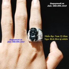 NHẪN BẠC TỲ HƯU NGỌC BÍCH ĐEN TỰ NHIÊN