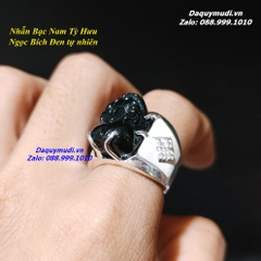 NHẪN BẠC TỲ HƯU NGỌC BÍCH ĐEN TỰ NHIÊN