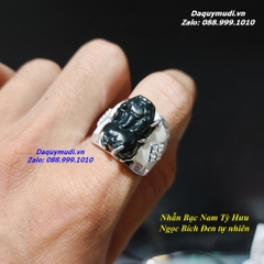 NHẪN BẠC TỲ HƯU NGỌC BÍCH ĐEN TỰ NHIÊN