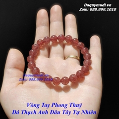 VÒNG TAY ĐÁ THẠCH ANH DÂU TÂY HỒNG TỰ NHIÊN