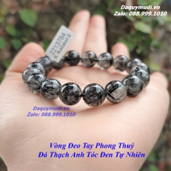 VÒNG TAY ĐÁ THẠCH ANH TÓC ĐEN TỰ NHIÊN