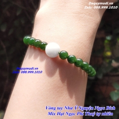 VÒNG TAY NHƯ Ý NGUYỆN MIX HẠT NGỌC PHỈ THUÝ - NGỌC BÍCH TỰ NHIÊN