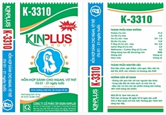 K-3310: HH đặc biệt dành cho vịt Grimaud, Cherry và ngan thịt từ 1 ngày đến 21 ngày