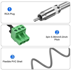Dây terminal Euro block 3pin sang jack bông sen RCA