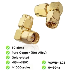 Jack chuyển đổi 90 độ SMA đực sang SMA đực - Jack 90-degree SMA male to SMA male adapter