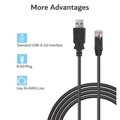 Cáp USB sang RJ50 10P10C điều khiển cho APC UPS 350 ES,550, ES 500, 650, APC Back-UPS pro 700, 750 BE500R, 3000, NS-1080, 1500 XS, NS1250, BR1000G(AP9827 and 940-127B)