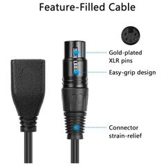 Cáp chuyển đổi XLR 5 chân sang RJ45 - Cáp chuyển đổi Ethernet DMX XLR 5 chân đực & 5 chân cái sang RJ45 cái