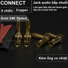 Jack bắp chuối mạ bạc nhân đồng loại mềm cắm cho Loa Âm ly 4 chiếc - Banana plug copper silver plated