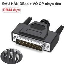 Jack nối DB44 cái  kèm vỏ ốp cao su mềm - DB44 female soldering plug with flexible plastic housing