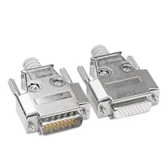 DB26 male connector with metal housing.