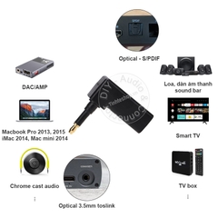 Jack chuyển 3.5 sang quang vuông góc - 3.5mm mini toslink to toslink