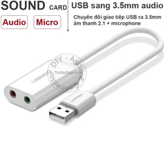 USB sound card Ugreen US205 30724 - USB audio adapter external stereo sound card with 3.5mm headphone and microphone jack