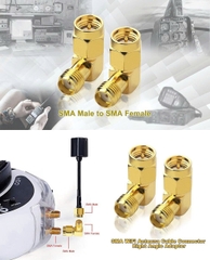 SMA right-angle adapter, SMA male to SMA female connector, 90-degree elbow for FPV goggles, transmitters, and VTX antennas
