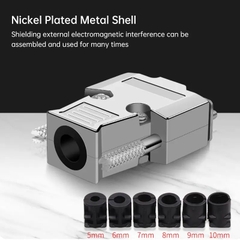 Đầu hàn DB9 cái kèm vỏ ốp kim loại làm dây RS232 RS485 - DB9 metal housing connector