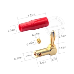 Giắc bắp chuối bẻ góc 4 chiếc cắm cho Loa Âm ly - Banana plug angles