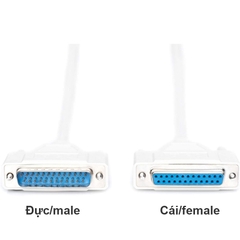 Dây COM DB25 đực sang cái cho Máy in Thiết bị điều khiển - Parallel Extension Cable for PC D-Sub 25 to D-Sub 25 Plug to Female for Printer, PDA, Scanner or Modem, Approx