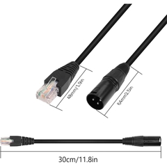 Dây DMX 3pin XLR đực sang đầu mạng RJ45 - DMX XLR Male to RJ45 Male Connector Extension Cable for Amplifiers, Mixers, KTV Equipment, Lighting and Sound