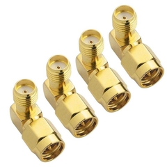 SMA right-angle adapter, SMA male to SMA female connector, 90-degree elbow for FPV goggles, transmitters, and VTX antennas