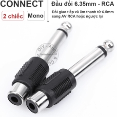 Jack cắm 6.5mm mono ra AV cái 2 chiếc - 6.35mm mono to RCA female adapter