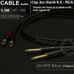 Cáp chuyển 6.5mm 6.35mm mono ra AV RCA lõi đồng OFC 4N mạ bạc 0.5M 1M 1.5M 2M 3M 5M