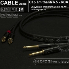 Cáp chuyển 6.5mm 6.35mm mono ra AV RCA lõi đồng OFC 4N mạ bạc 0.5M 1M 1.5M 2M 3M 5M