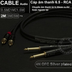 Cáp chuyển 6.5mm 6.35mm mono ra AV RCA lõi đồng OFC 4N mạ bạc 0.5M 1M 1.5M 2M 3M 5M