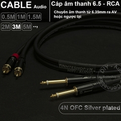 Cáp chuyển 6.5mm 6.35mm mono ra AV RCA lõi đồng OFC 4N mạ bạc 0.5M 1M 1.5M 2M 3M 5M