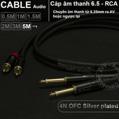 Cáp chuyển 6.5mm 6.35mm mono ra AV RCA lõi đồng OFC 4N mạ bạc 0.5M 1M 1.5M 2M 3M 5M