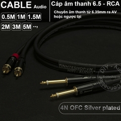 Cáp chuyển 6.5mm 6.35mm mono ra AV RCA lõi đồng OFC 4N mạ bạc 0.5M 1M 1.5M 2M 3M 5M