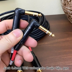 Cặp dây 6.5 ly TRS balanced đầu vuông góc chuyển âm thanh từ Soundcard Mixer DAC - AMP sang Loa kiểm âm