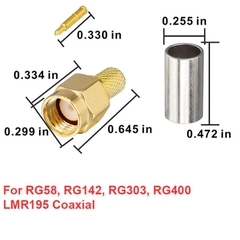 Cầu nối chuyển đổi SMA đực thẳng 50 Ohm mạ vàng - Gold-plated 50 Ohm straight male SMA adapter bridge