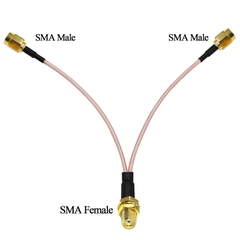 Cáp chia đầu SMA cái sang 2 đực cho Anten sóng wifi Bộ đàm - SMA plug coaxial cable splitter for network devices, walkie-talkies, radios, and drones.