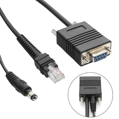 RS232 Serial Cable with 12V Power Supply for Zebra DS2208 DS3608 DS3678 LI3608 LI3678 Handheld Barcode Scanner, RJ-45 Interface to DB9 Female Connector