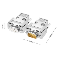 Đầu hàn DB9 cái kèm vỏ ốp kim loại làm dây RS232 RS485 - DB9 metal housing connector