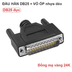 Jack hàn DB25 đực vỏ ốp nhựa dẻo - DB25 male soldering jack with flexible plastic casing
