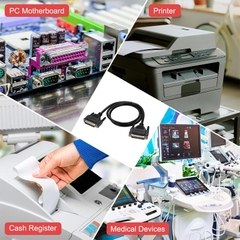 Cáp RS232 DB25 2 đầu đực - DB25 28AWG Serial Cable, Aluminum Foil Shielded DB25 Male to Male Connector Straight Serial Cable for Data Communication