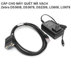 RS232 Serial Cable with 12V Power Supply for Zebra DS2208 DS3608 DS3678 LI3608 LI3678 Handheld Barcode Scanner, RJ-45 Interface to DB9 Female Connector