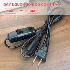 Cáp nguồn 2 chân tròn số 8 có công tắc cho TV Đài Cát sét Loa kéo.v.v. - 2-pin C8 AC power cord with switch NEMA 1-15P to IEC320 C7 figure-8