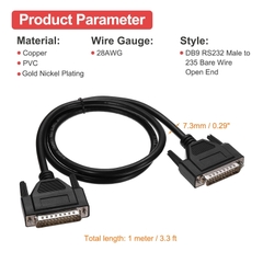 Cáp RS232 DB25 2 đầu đực - DB25 28AWG Serial Cable, Aluminum Foil Shielded DB25 Male to Male Connector Straight Serial Cable for Data Communication